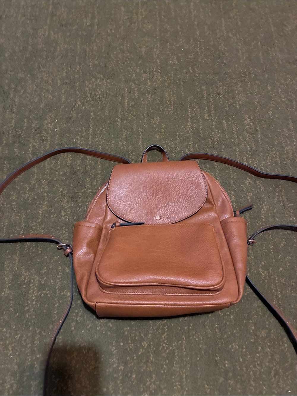 Classic Brown Vegan Leather Backpack Purse - Women
